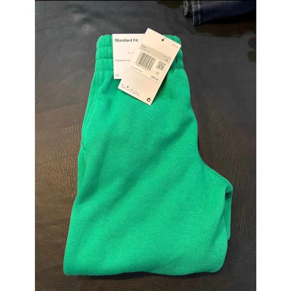 Green Nike Kids Sweat pants fitted bottoms NWT